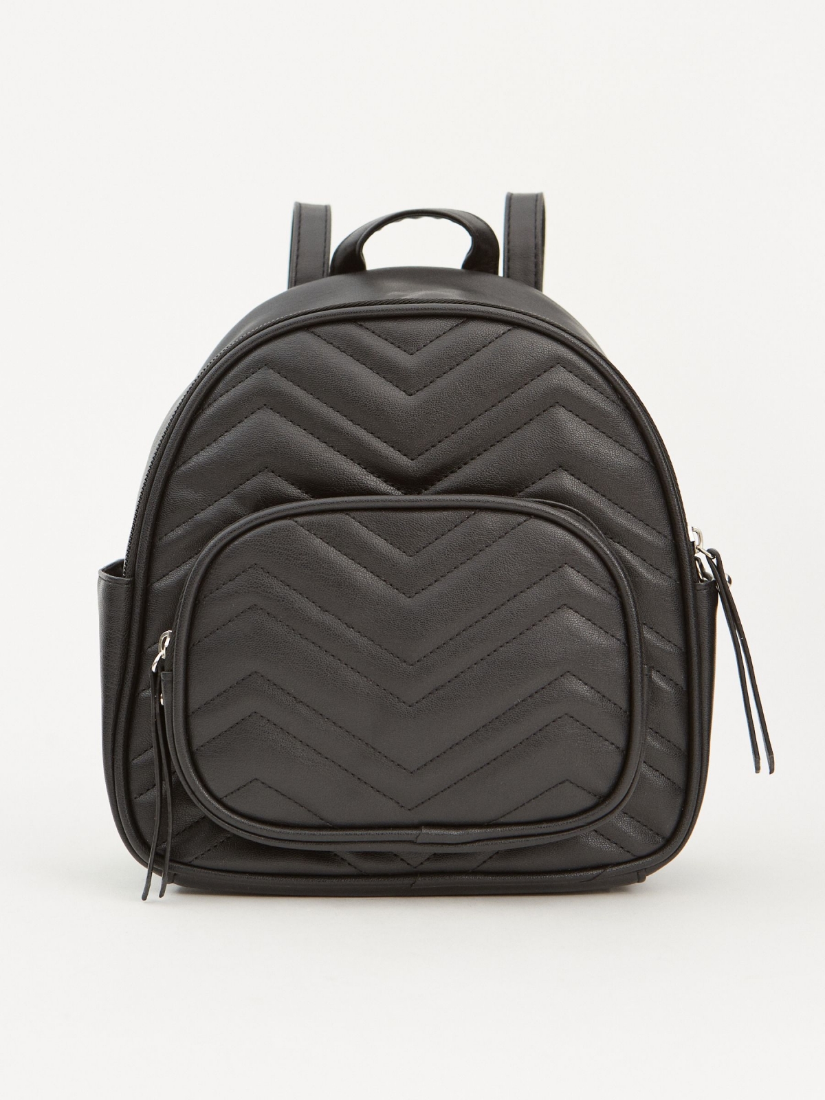 Quilted leather effect backpack black