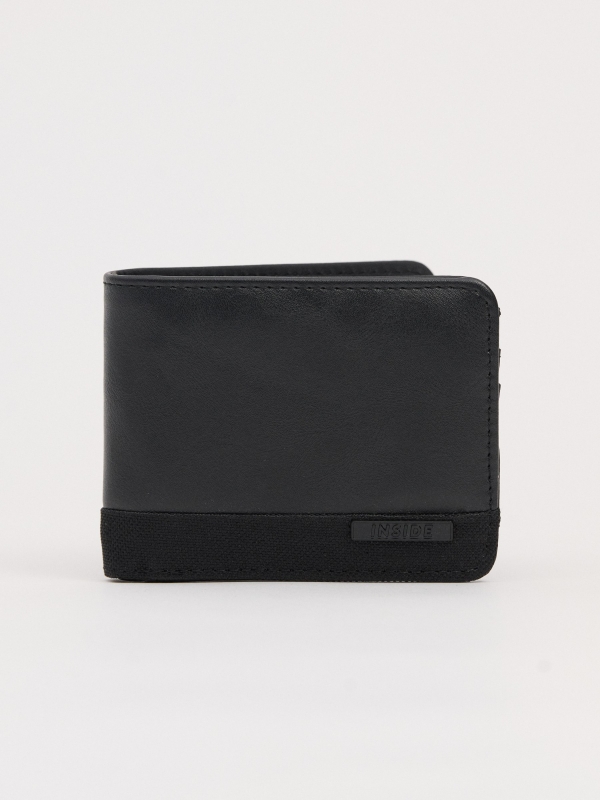 Leather effect wallet with application black