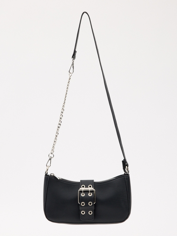 Faux leather bag with buckle black