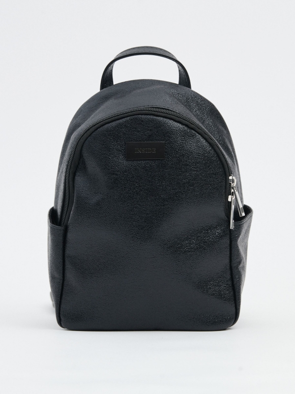 Black leather effect backpack black