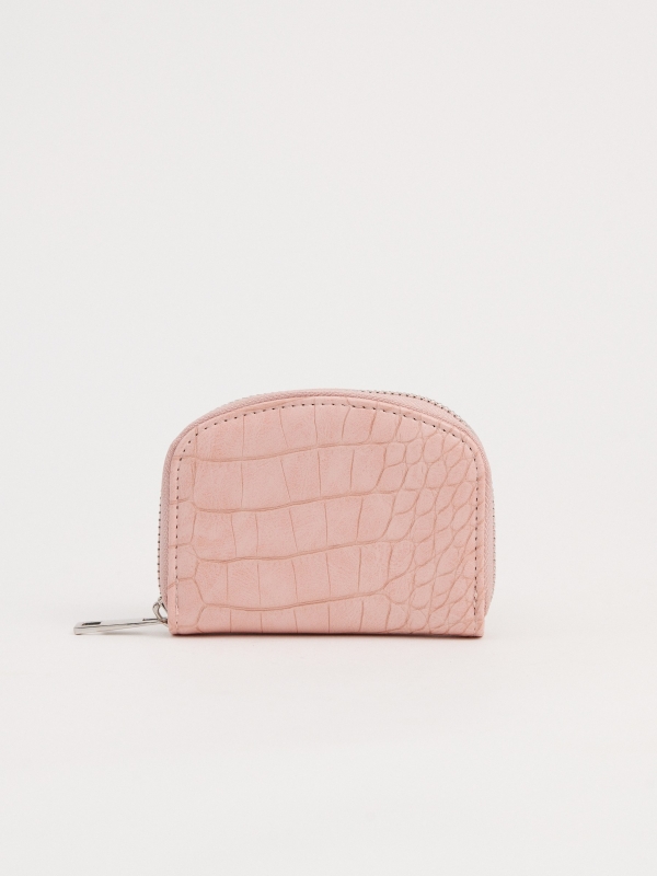Embossed leather effect purse light pink