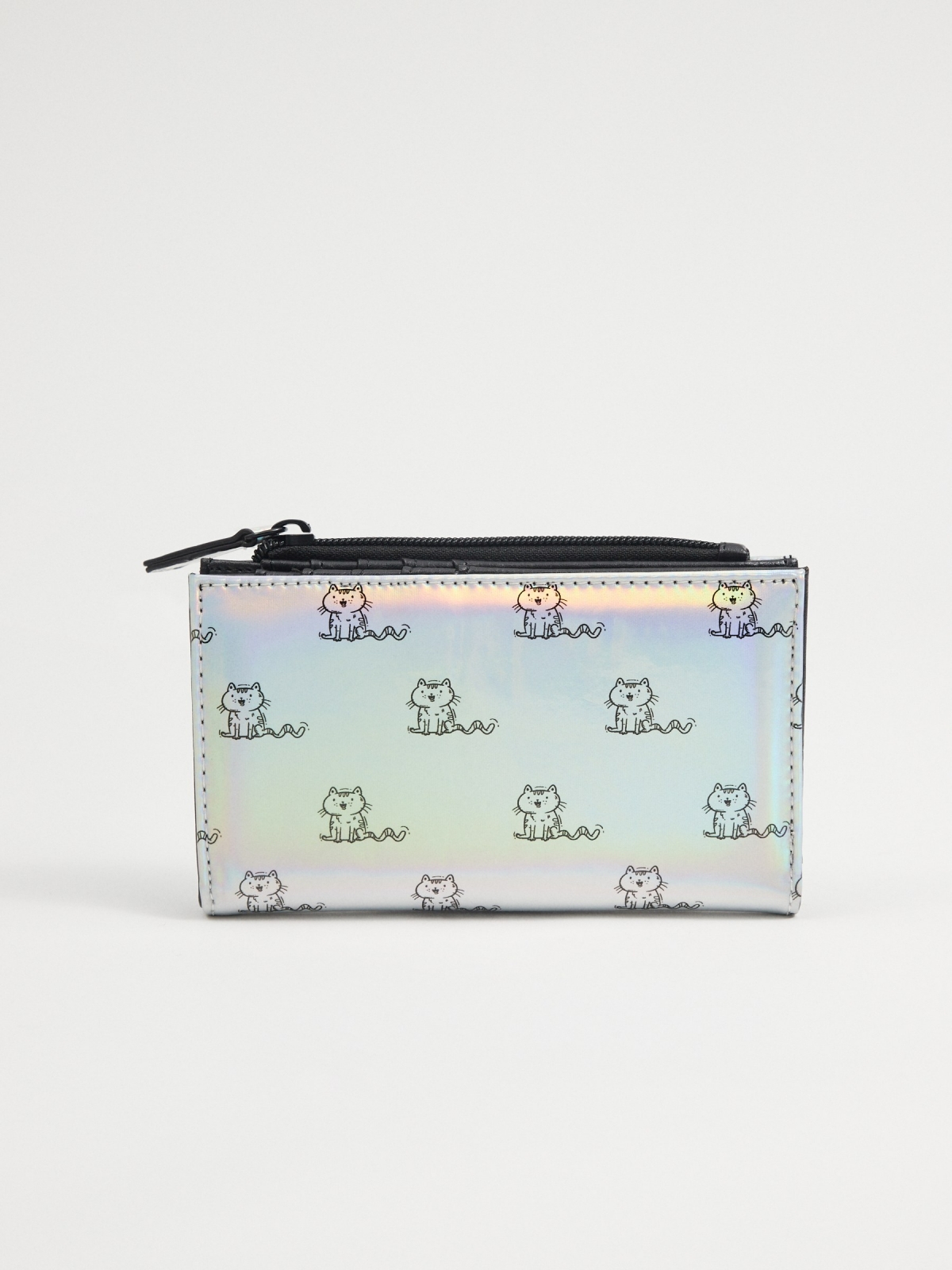 Printed holographic wallet silver