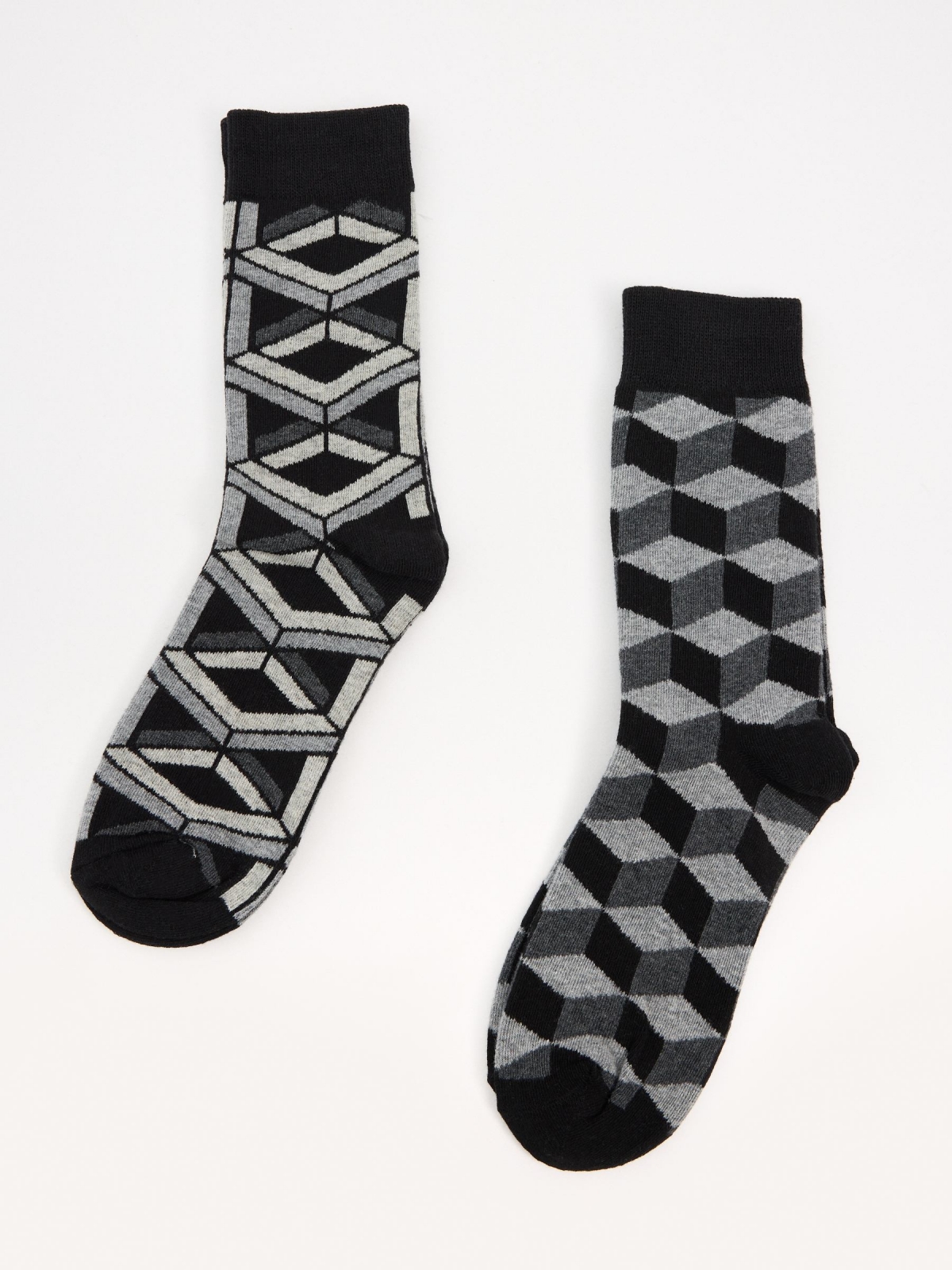 Pack de 2 meias com estampa geométrica multicolorido vista frontal