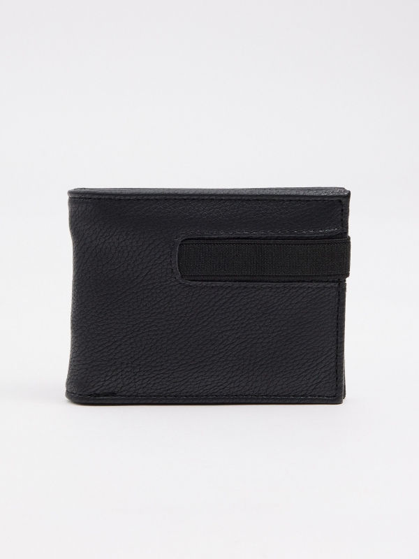 Faux leather wallet with elastic black