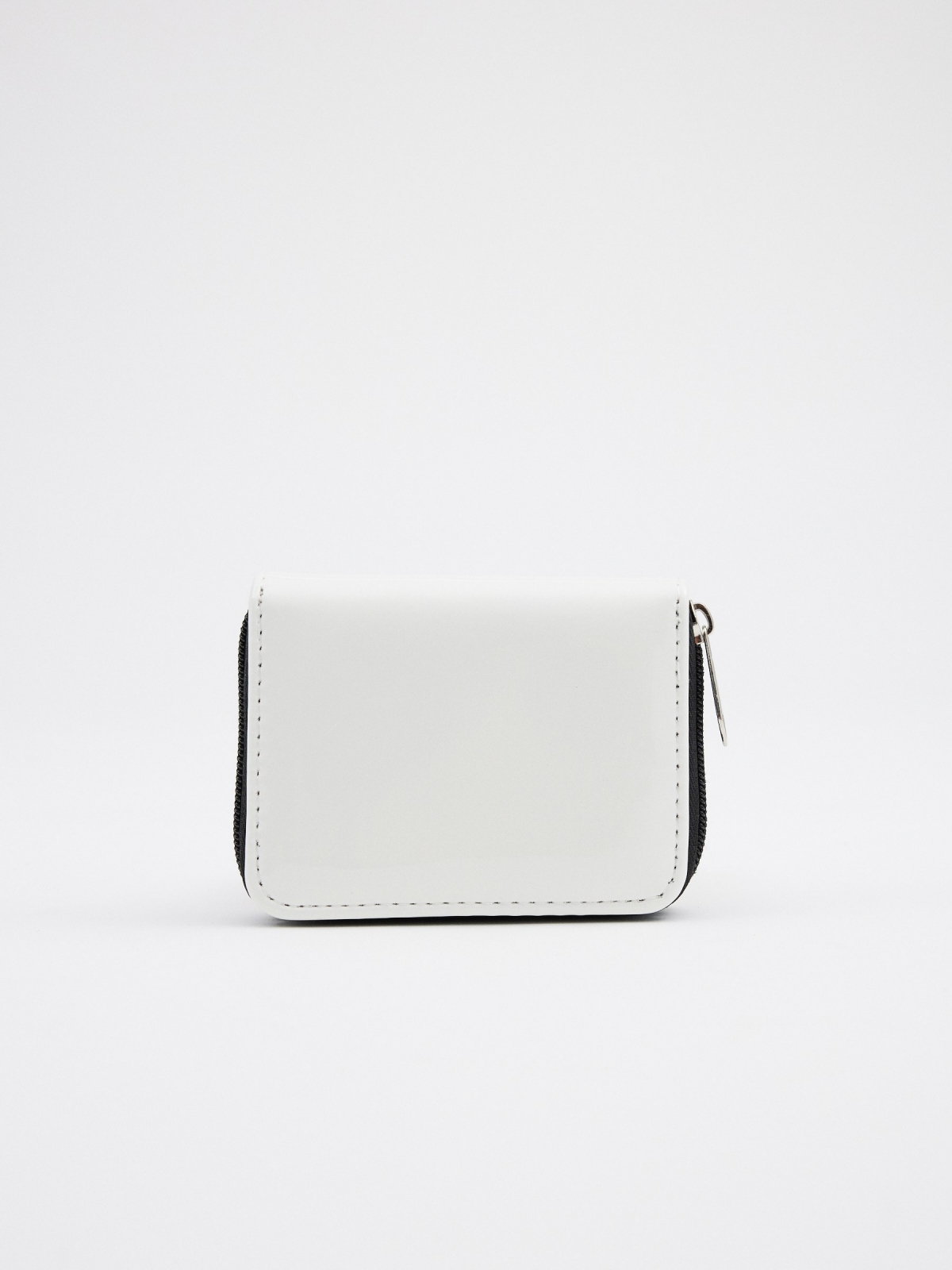 Zipped patent leather purse white