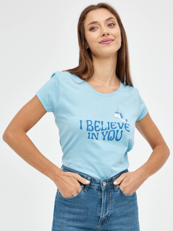 I believe T-shirt light blue middle front view