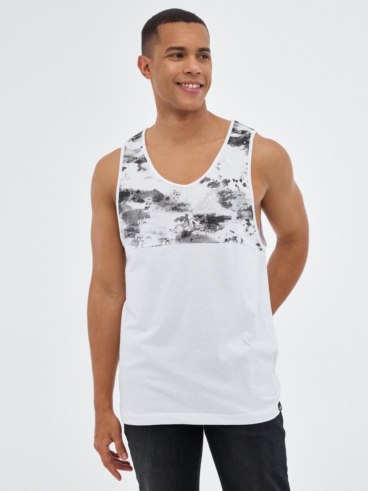 Spots tank top white middle front view