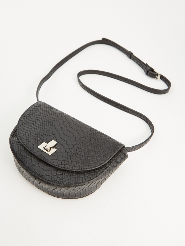 Engraved shoulder bag black with a model