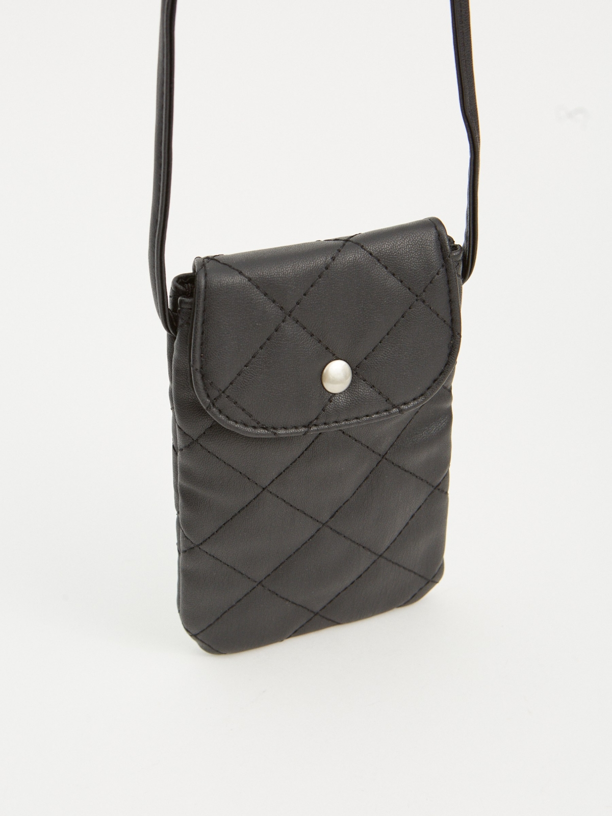 Quilted smartphone bag black 45º side view