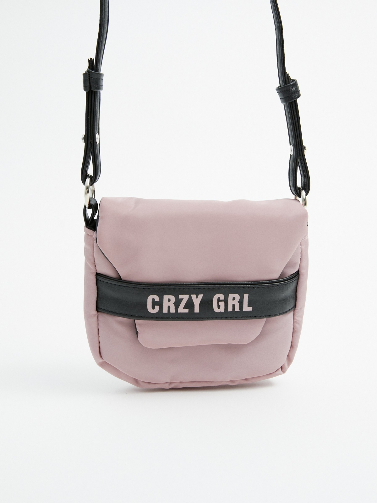 Nylon shoulder bag pink/black back view