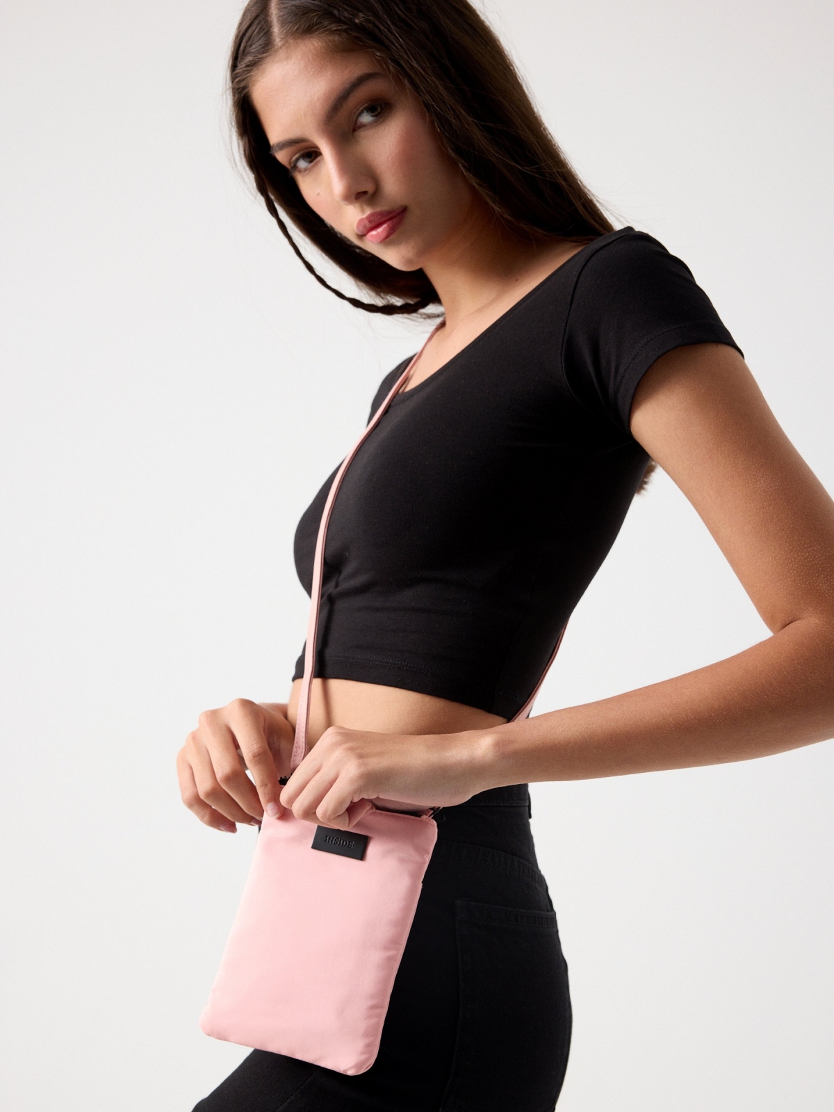 Bolsa rosa para smartphone rosa vista interior