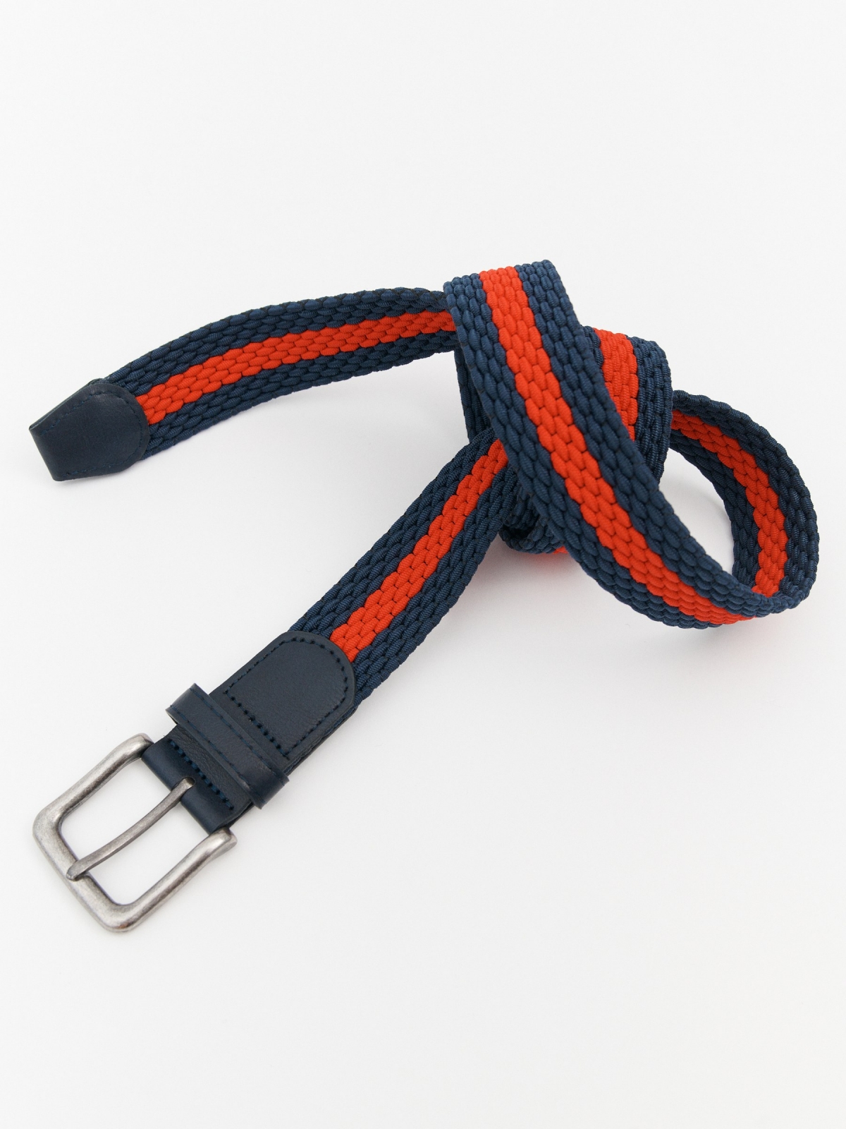 Combined braided belt navy detail view