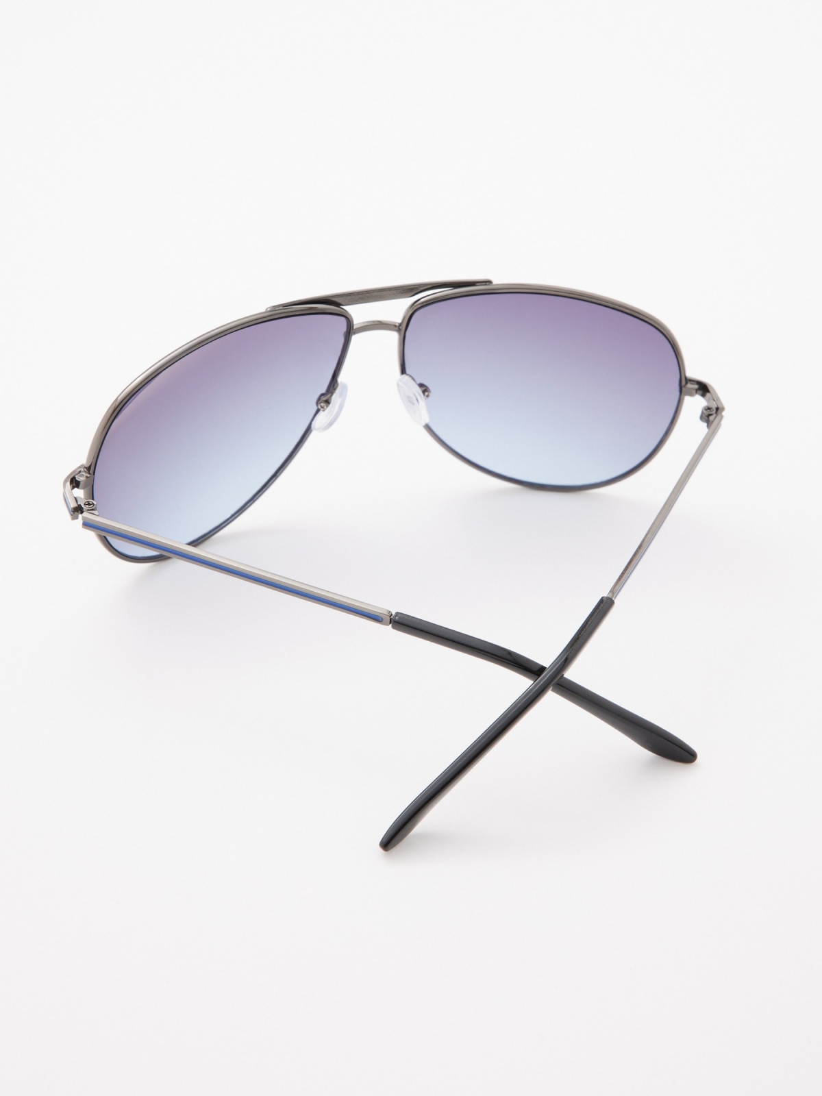 Metallic aviator sunglasses blue detail view