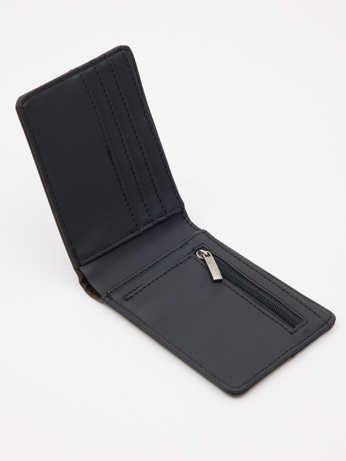 Two-tone faux leather wallet black interior view