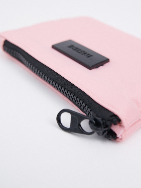 Pink nylon purse pink back view