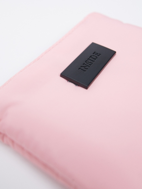 Pink nylon purse pink 45º side view