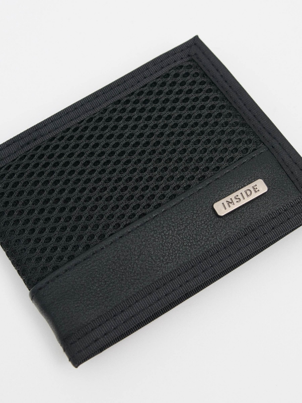 Combined faux leather wallet black back view
