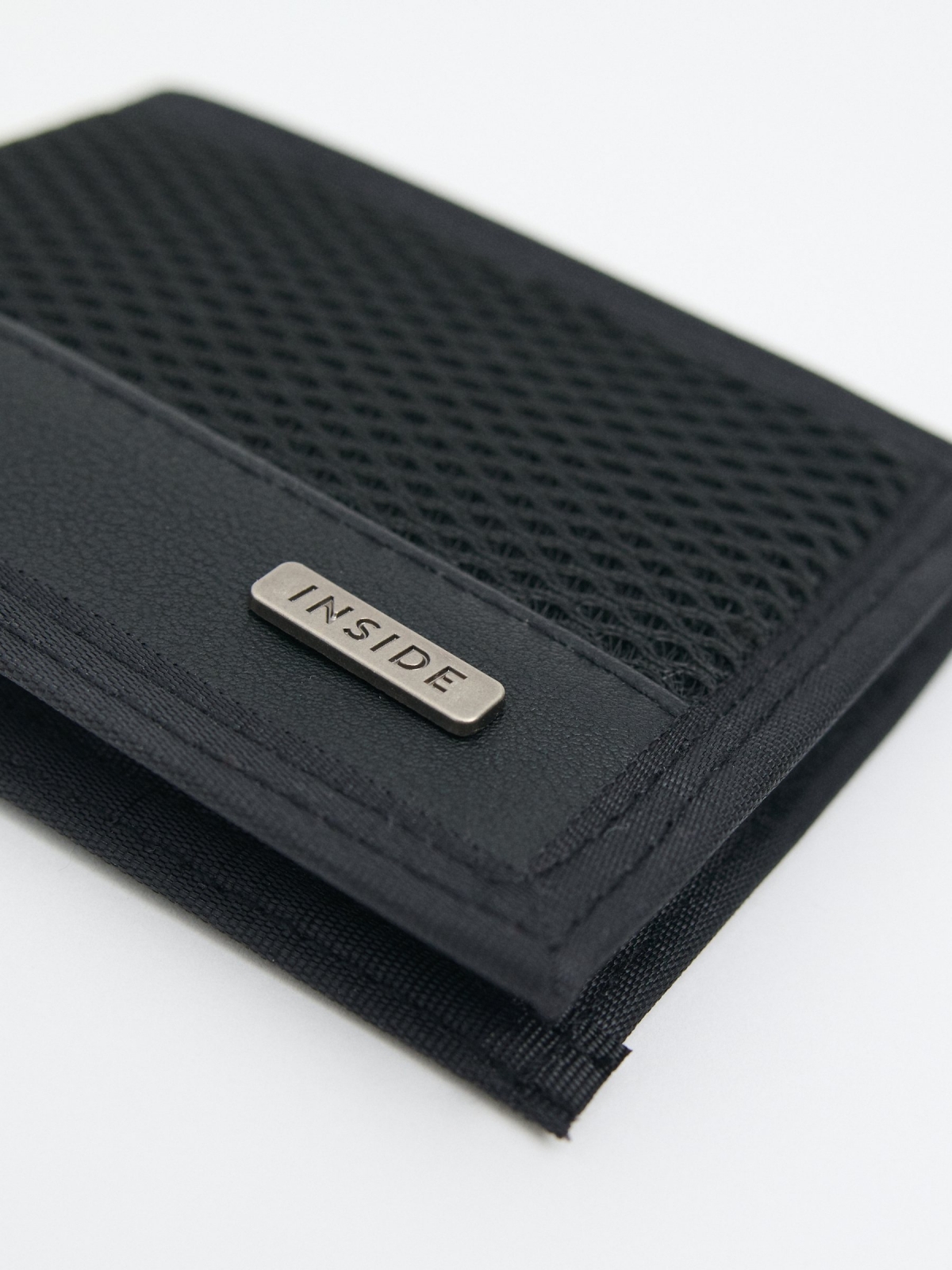 Combined faux leather wallet black 45º side view