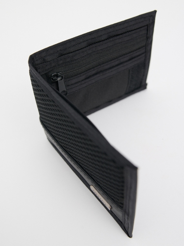 Combined faux leather wallet black detail view