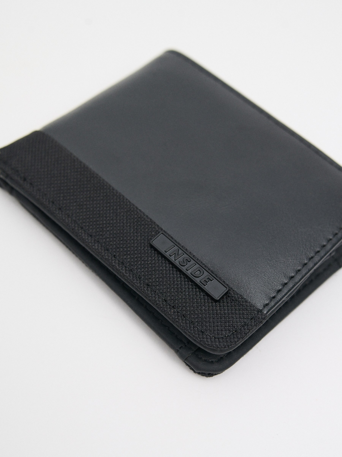 Leather effect wallet with application black back view