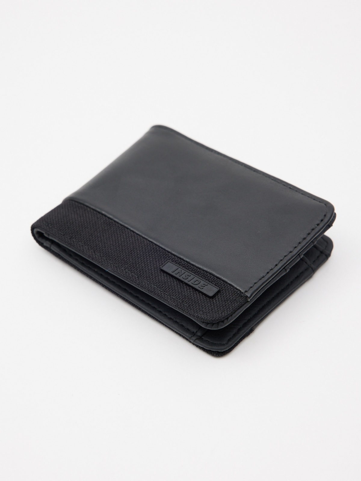 Leather effect wallet with application black detail view