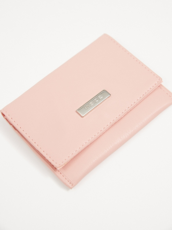 Pink leather effect wallet light pink back view