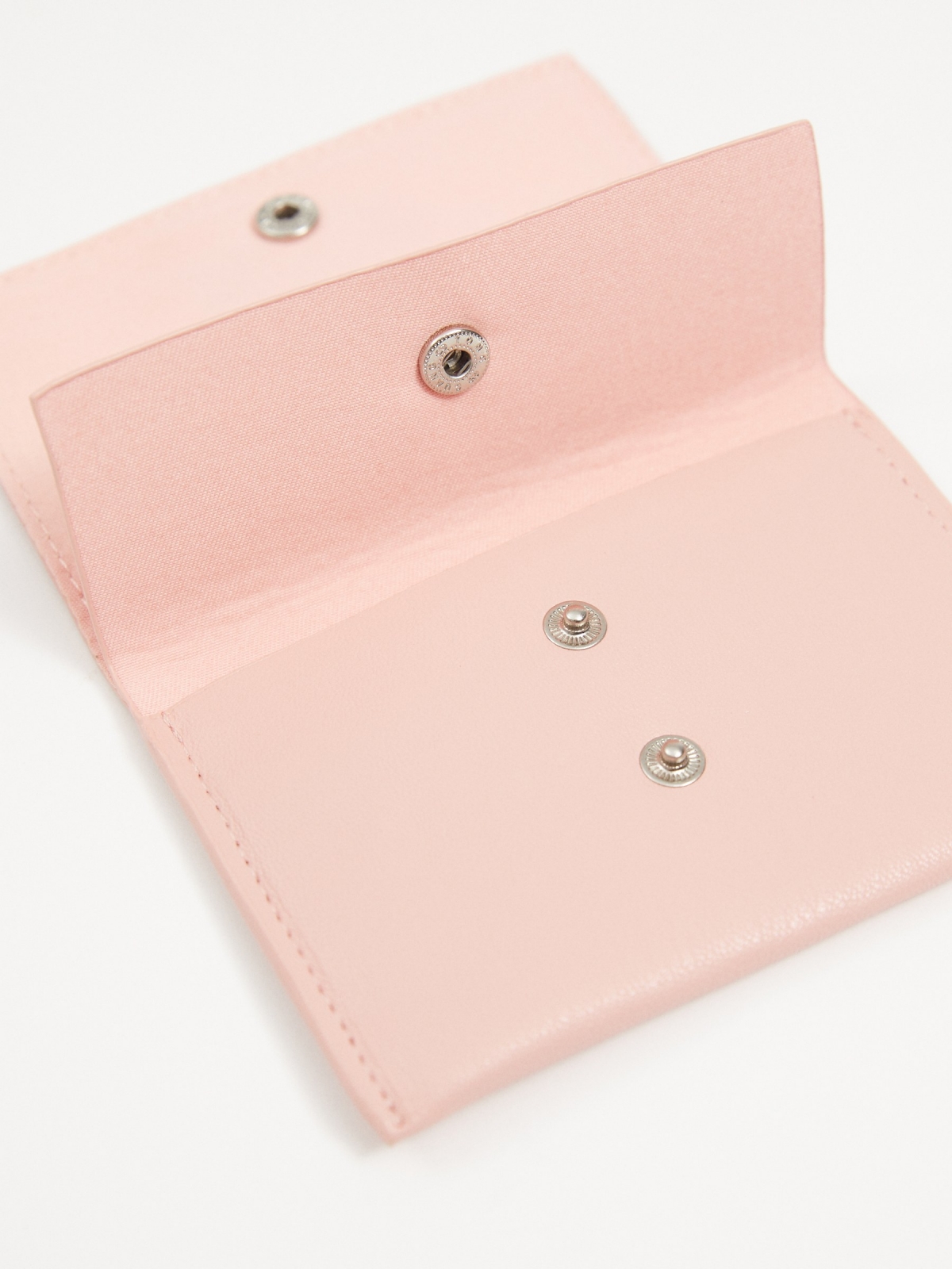 Pink leather effect wallet light pink interior view