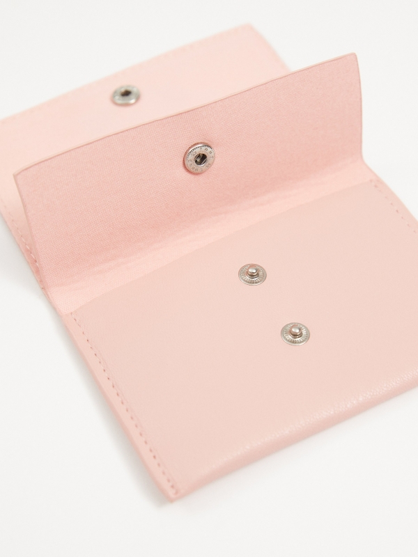Pink leather effect wallet light pink interior view