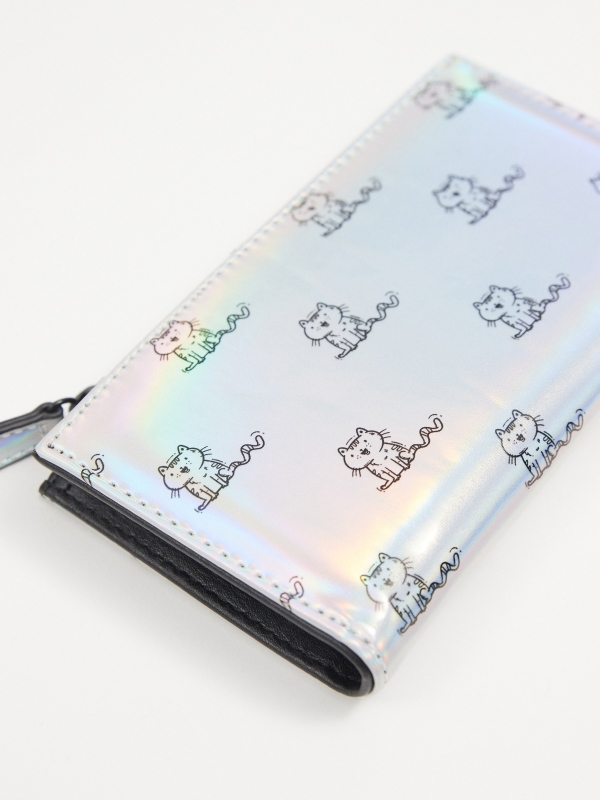 Printed holographic wallet silver back view