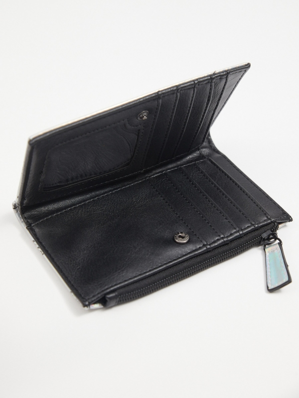 Printed holographic wallet silver interior view