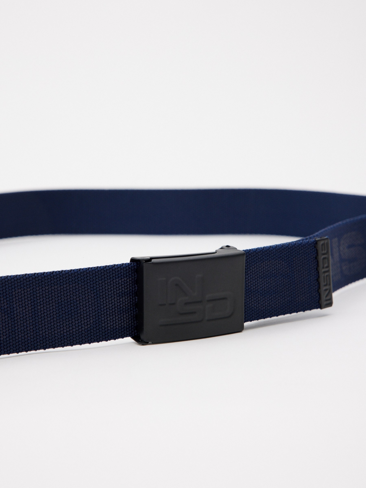 Blue printed canvas belt navy