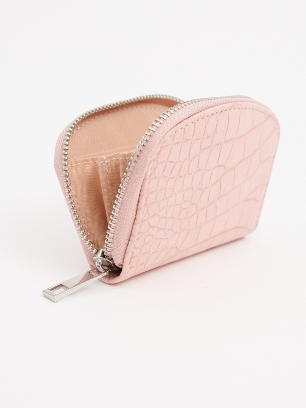Embossed leather effect purse light pink back view