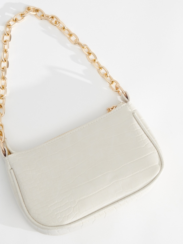 Chain effect leather bag off white detail view
