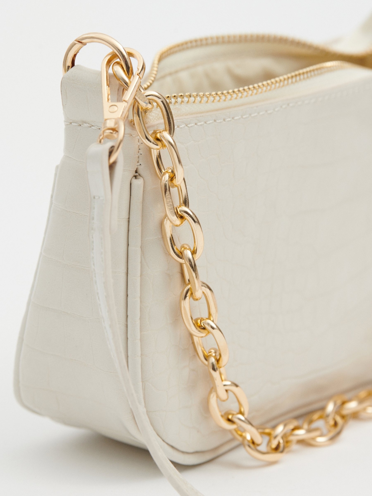 Chain effect leather bag off white