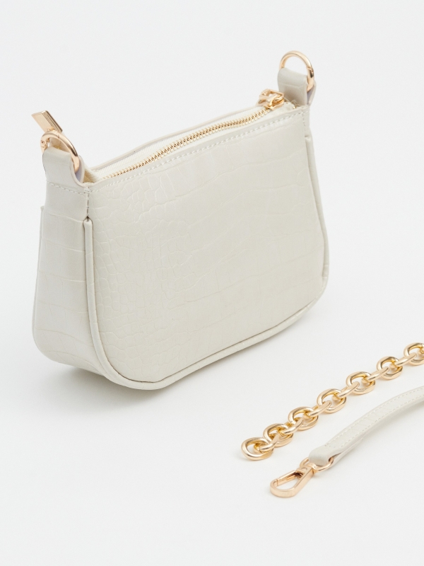 Chain effect leather bag off white