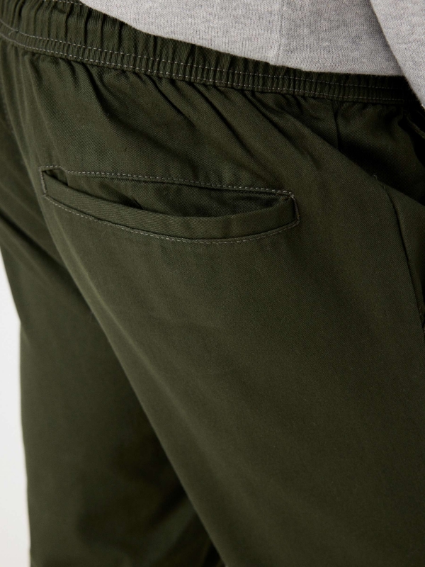 Knotted jogger pants khaki detail view
