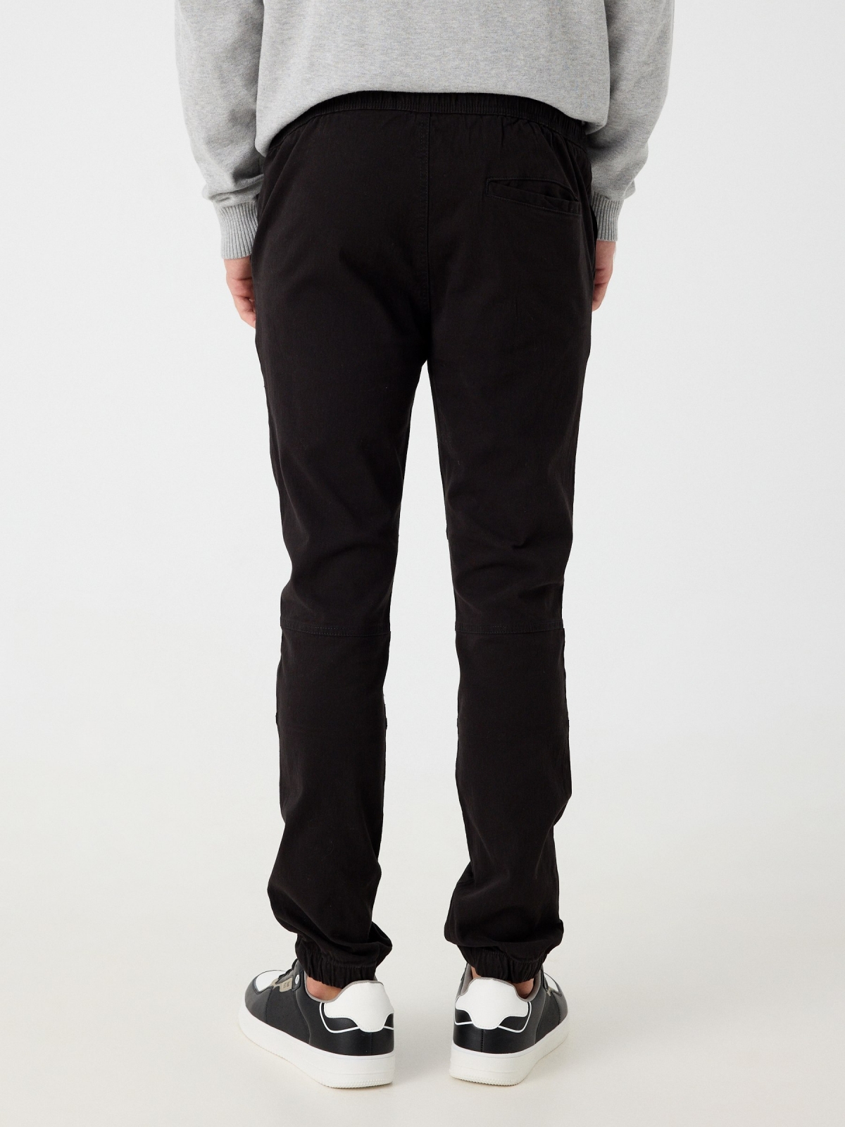 Knotted jogger pants black middle back view