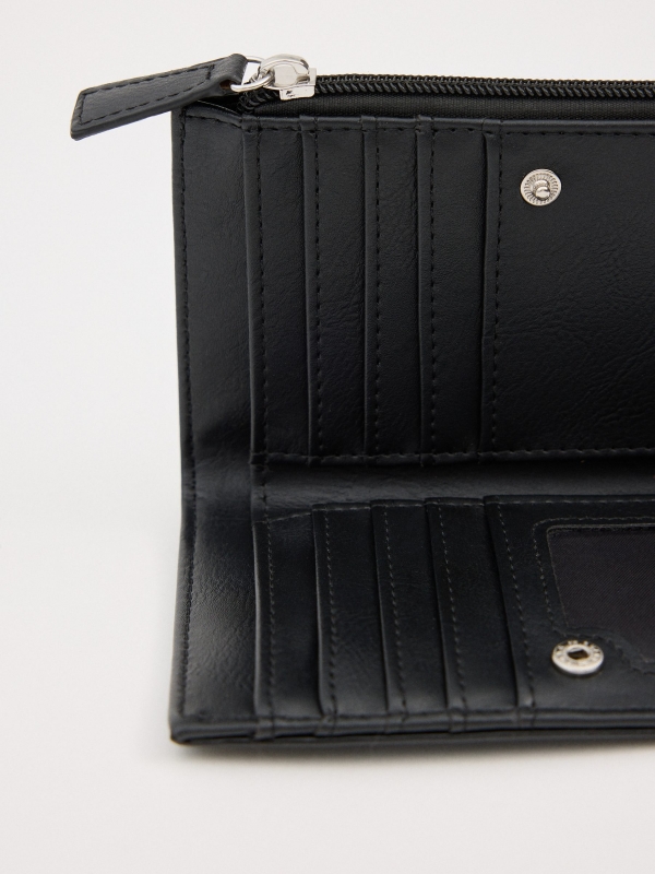 Patent leather wallet with chain black