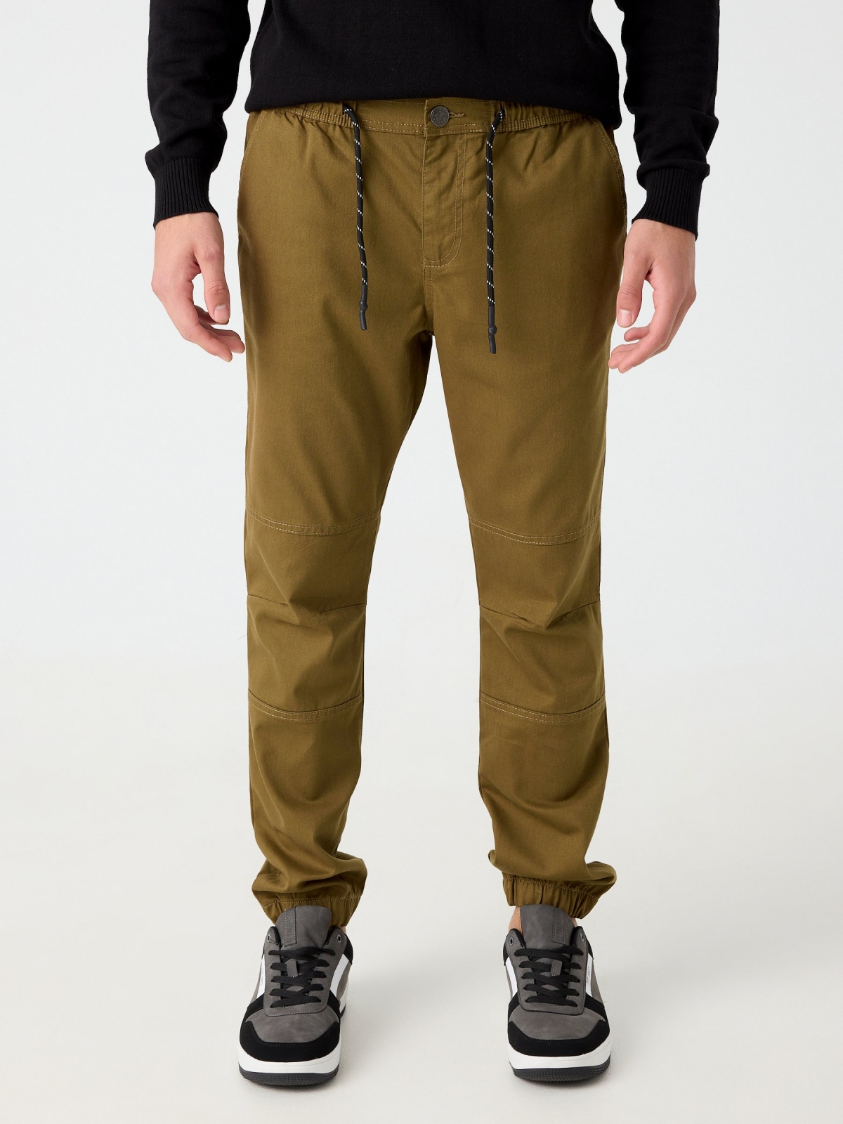 Knotted jogger pants cinnamon middle front view