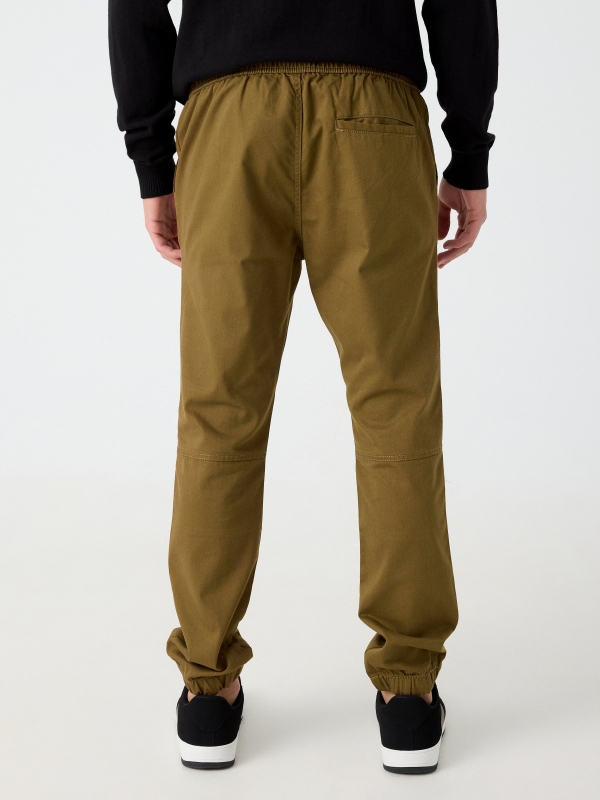 Knotted jogger pants cinnamon middle back view