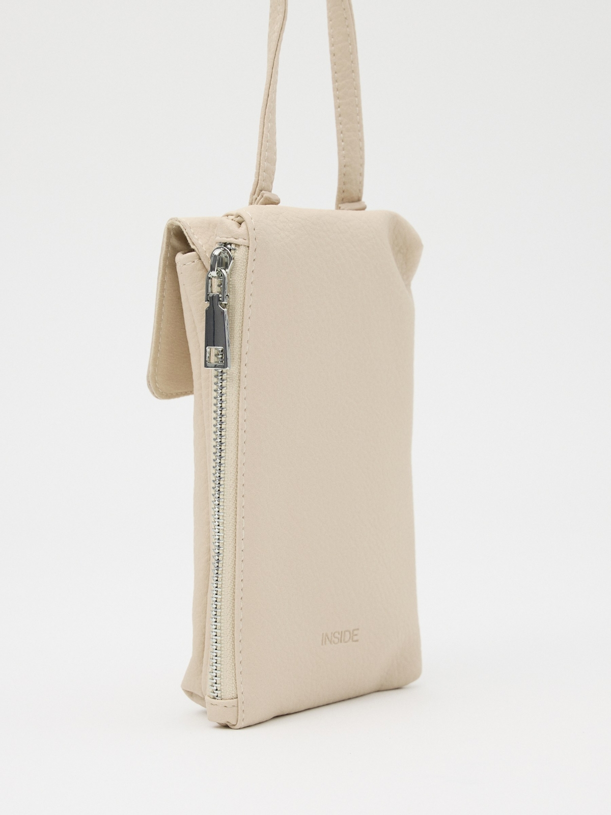 Mini handbag 12x19cm beige back view