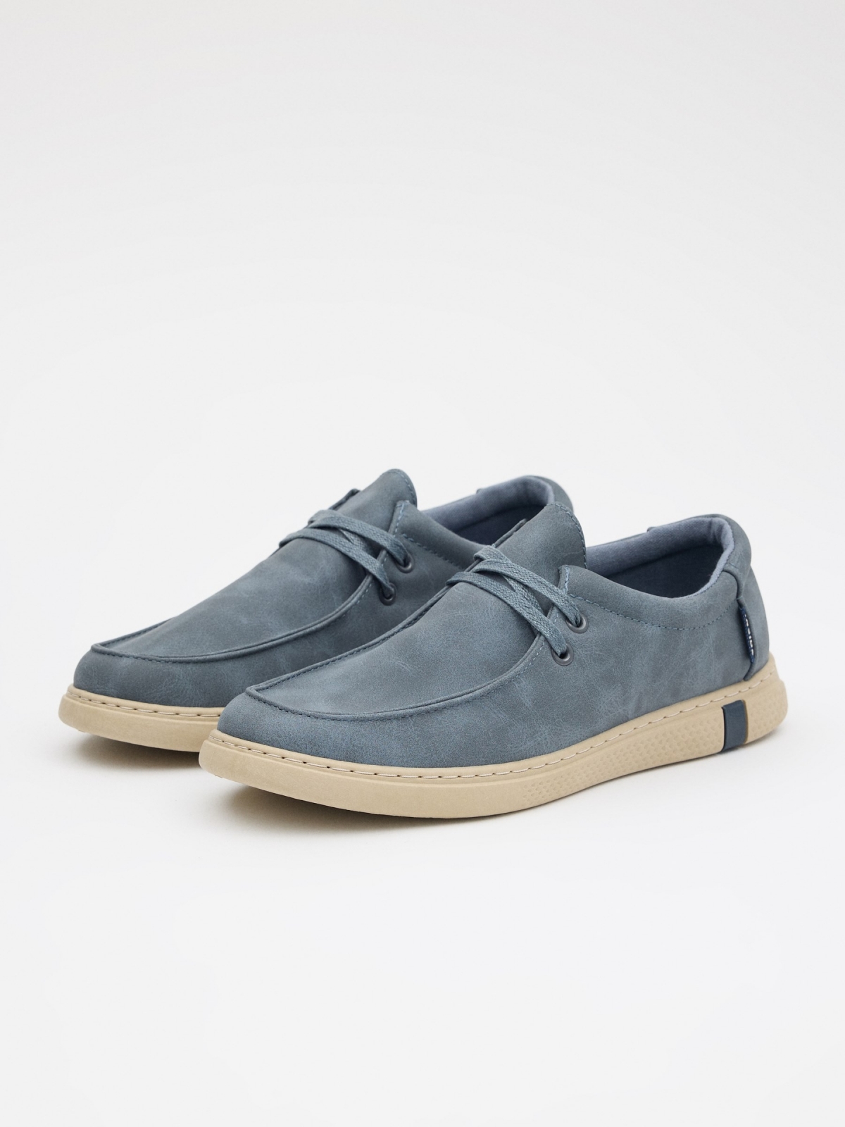 Sneaker Washed Casual Blue azul escuro vista frontal 45º