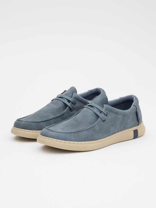 Casual Washed Sneaker Blue dark blue 45º front view