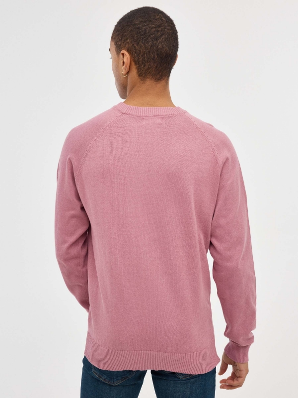 Basic Round Pullover powdered pink middle back view
