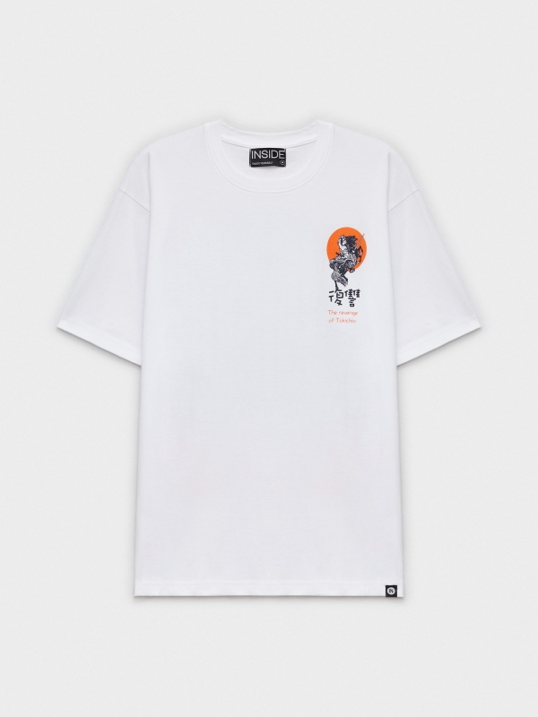  Camiseta estampado japonés blanco