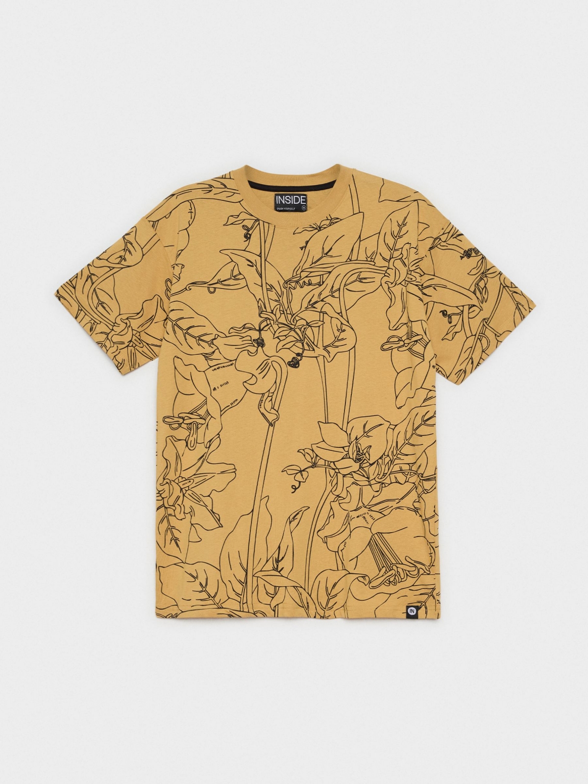  Tropical print t-shirt earth brown