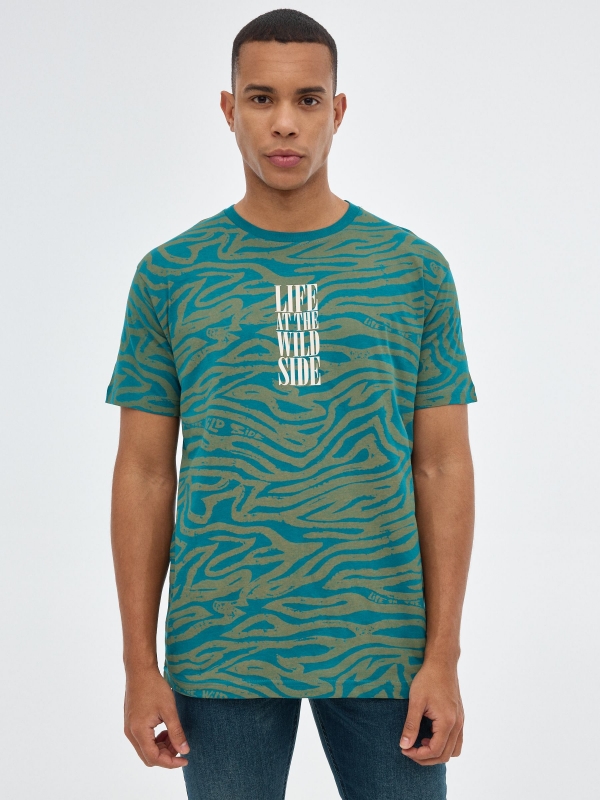 Graphic print t-shirt emerald middle front view
