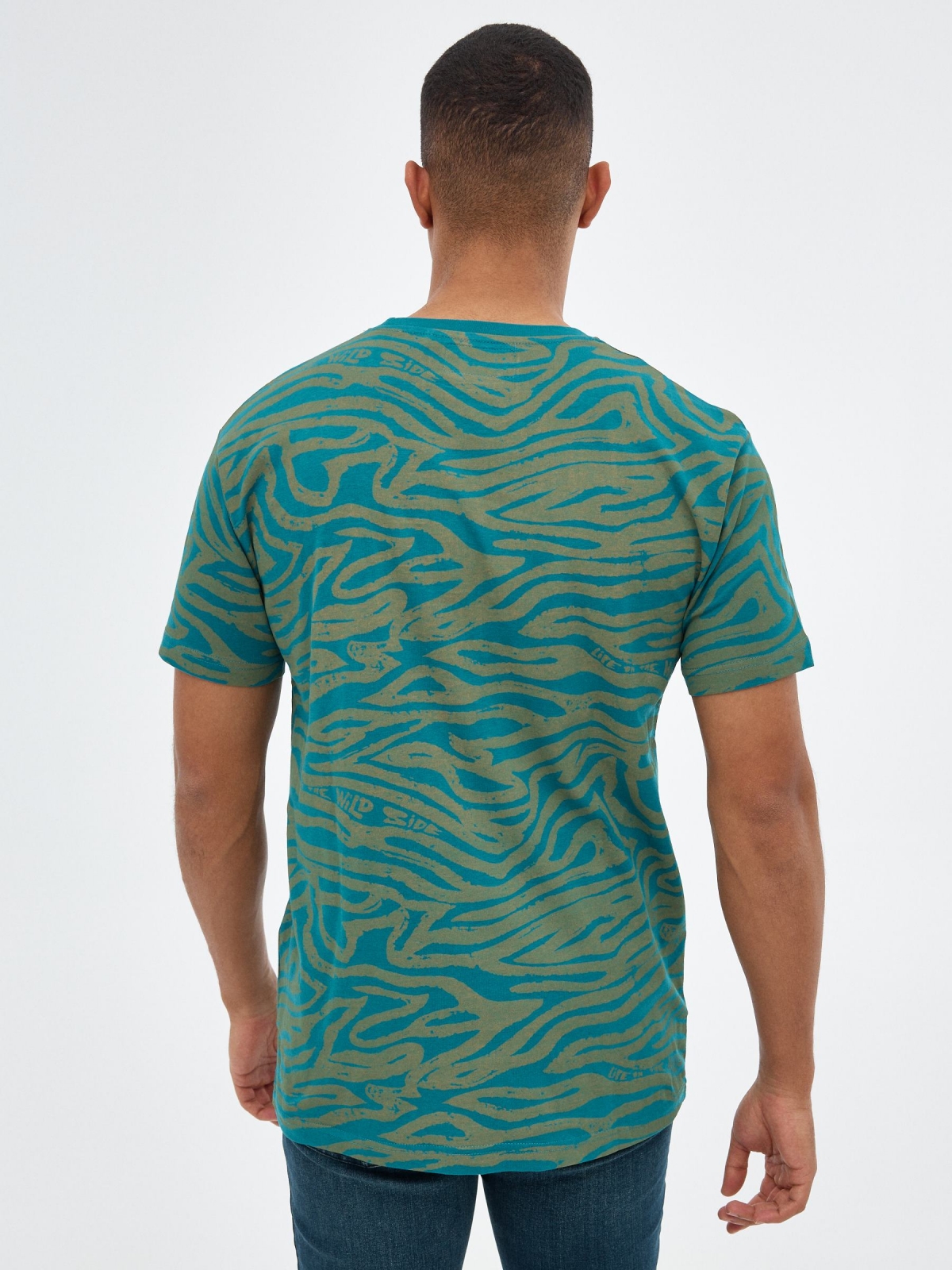 Graphic print t-shirt emerald middle back view