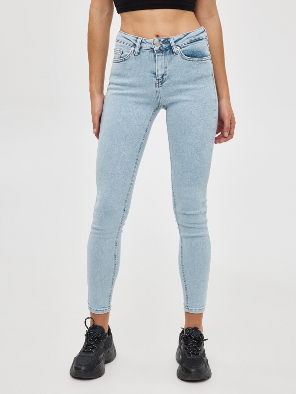 Mid rise skinny jeans blue middle front view