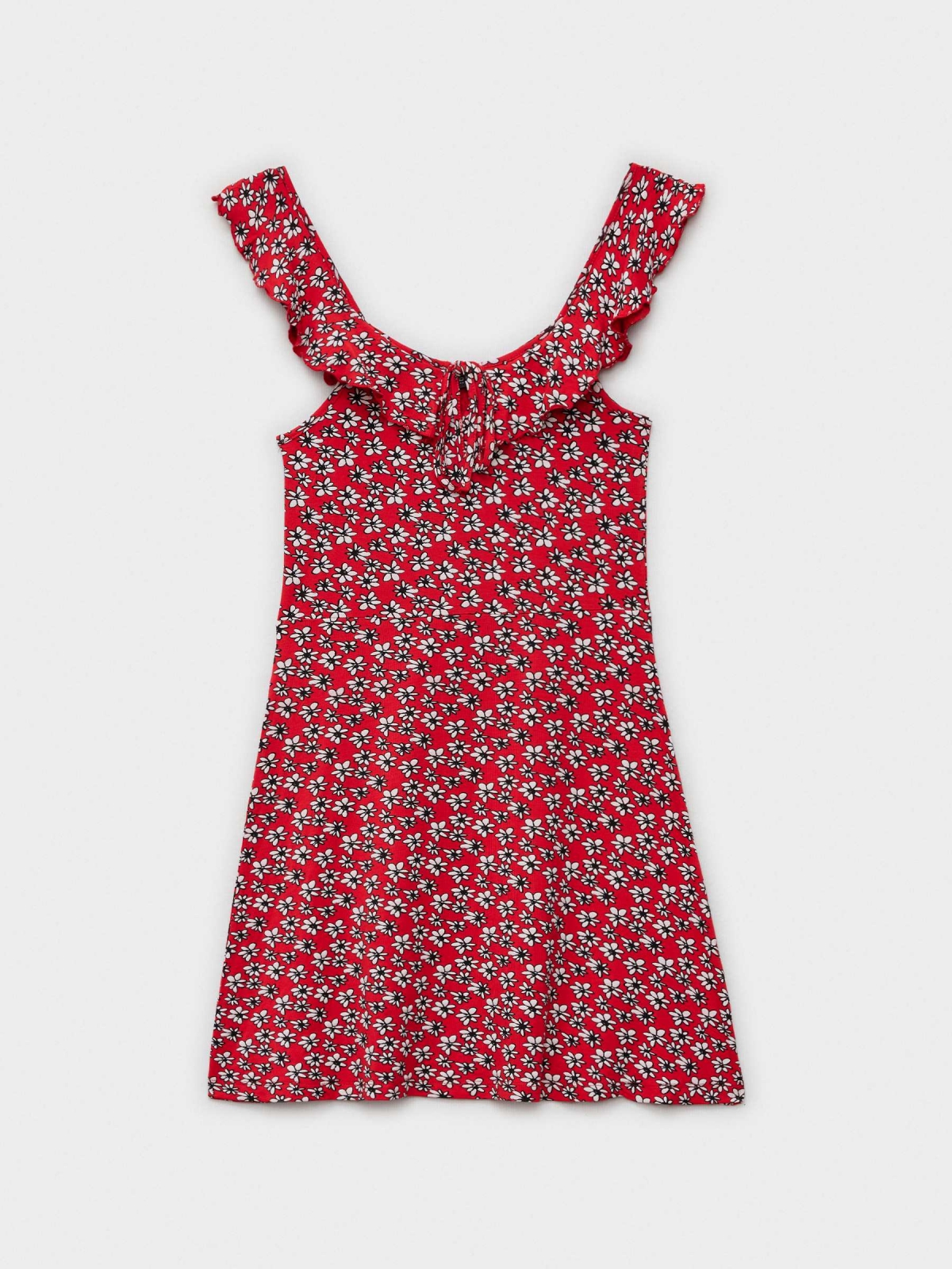  Vestido mini estampado floral rojo